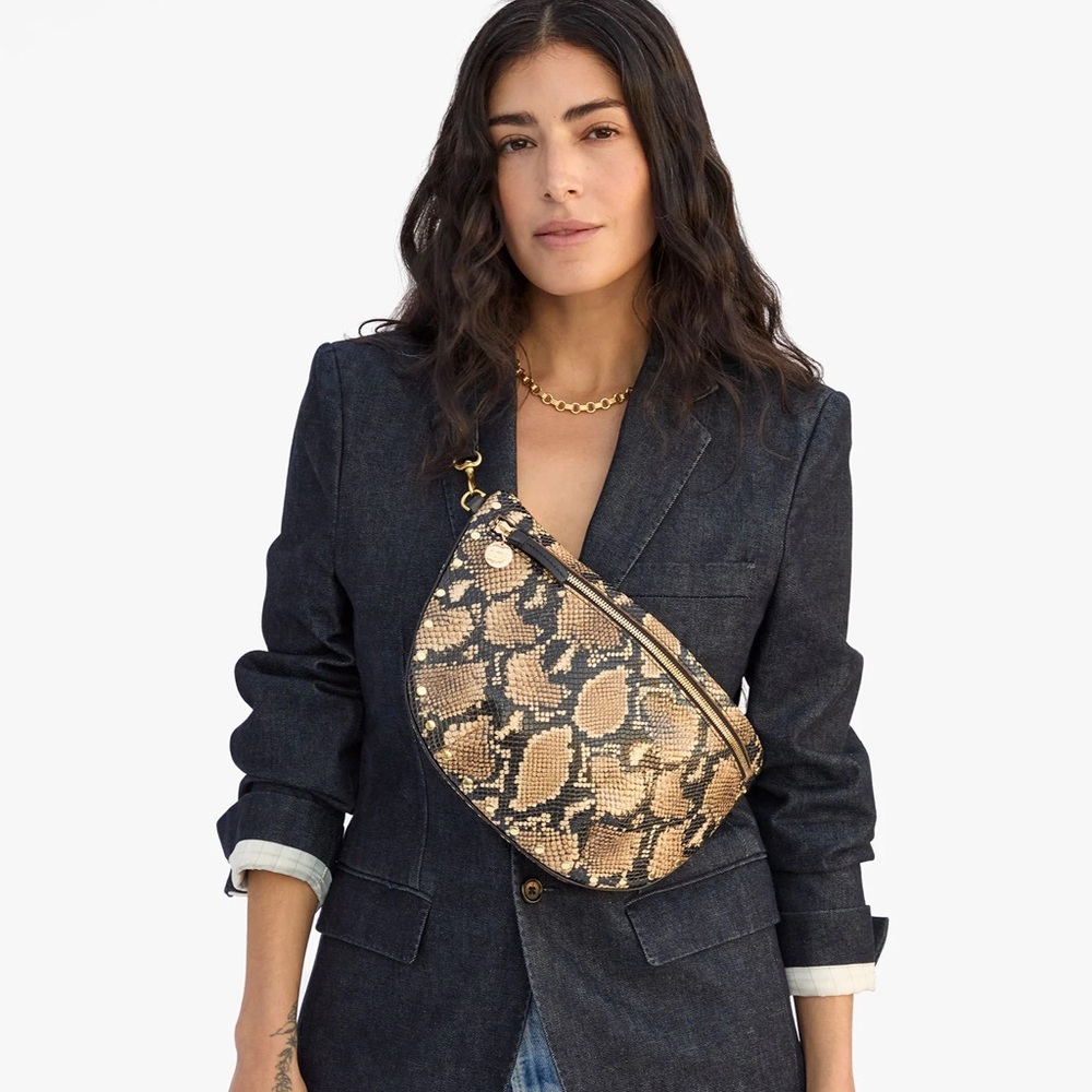 Snake Print Clare V Grande Fanny